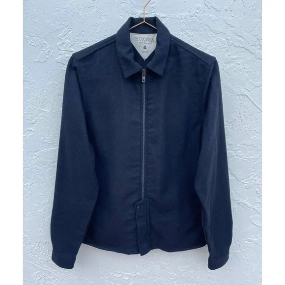 HOXTON Shirt Company Mens Long Sleeve Full Zip Collared Jacket Blue Sz XS - Picture 1 of 9